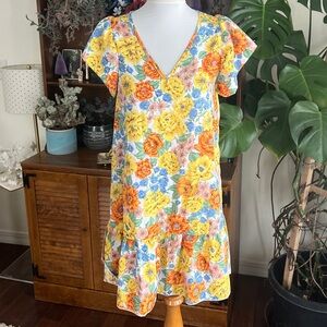 SHEIN Vintage Floral V-Neck Short Dress S